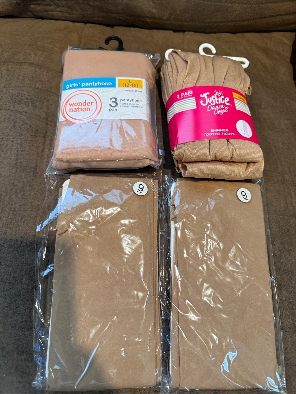 Justice Girls Shimmer Tan/Nude Tights & Pantyhose (4 Pairs)